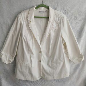 Avenue Suiting Collection NY&Co Petite Jacket White Blazer White Plus Size 26